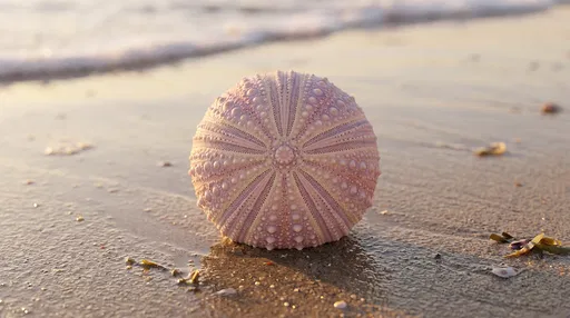 Pink Sea Urchin Shell on Beach