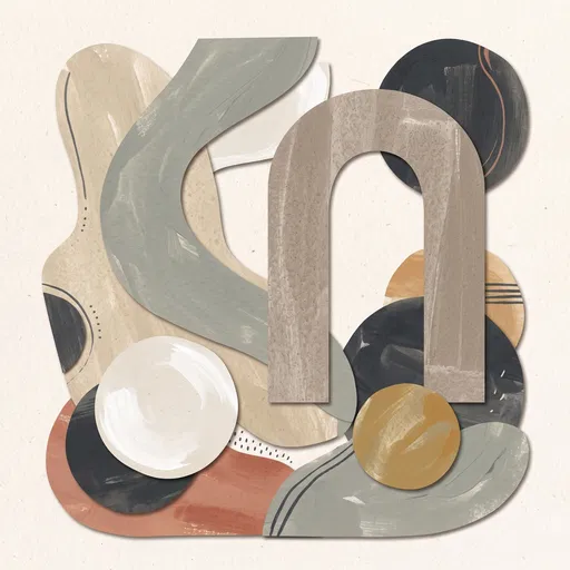 Abstract Mid-Century Paper Cutout Collage