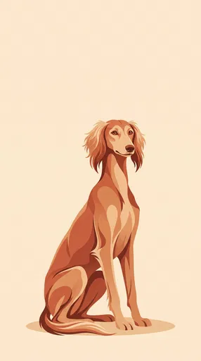 Minimalist Vector Illustration of Sitting Saluki
