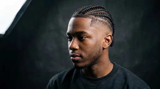 Young Man With Braids and Taper Fade