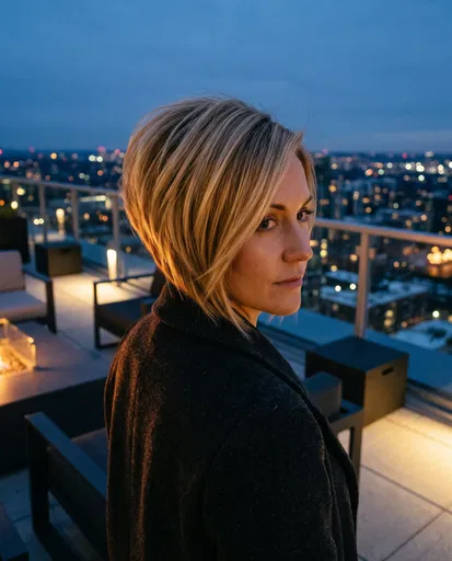Woman With Blonde Bob on Rooftop