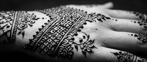 Macro Monochrome Wet Henna on Hand