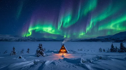 Cozy Cabin Under Northern Lights