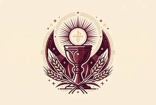 Burgundy Chalice and Host Vector Illustration