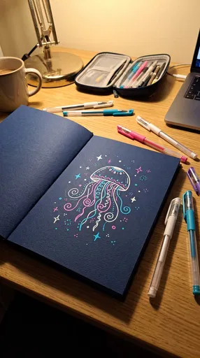 Gel Pen Jellyfish Drawing in Sketchbook
