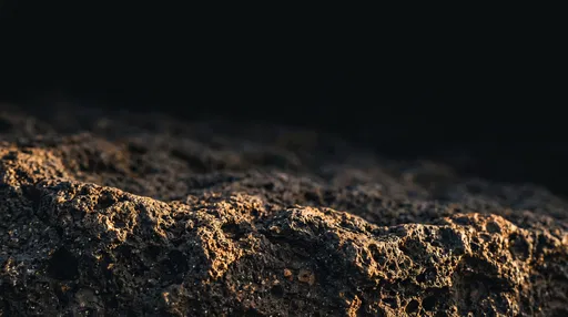Volcanic Basalt Rock on Black Background