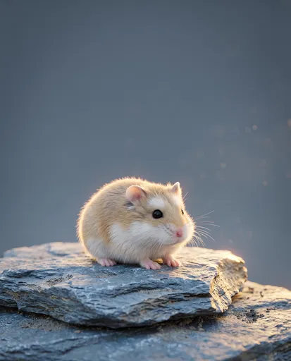 Roborovski Dwarf Hamster on Slate Rock