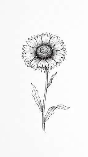 Black and White Gaillardia Ink Illustration