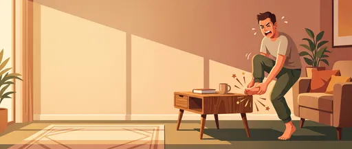 Man Stubbing Toe on Coffee Table Illustration