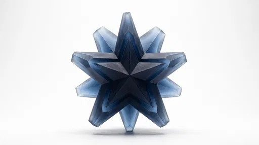 Blue Frosted Glass 3D Star Sculpture