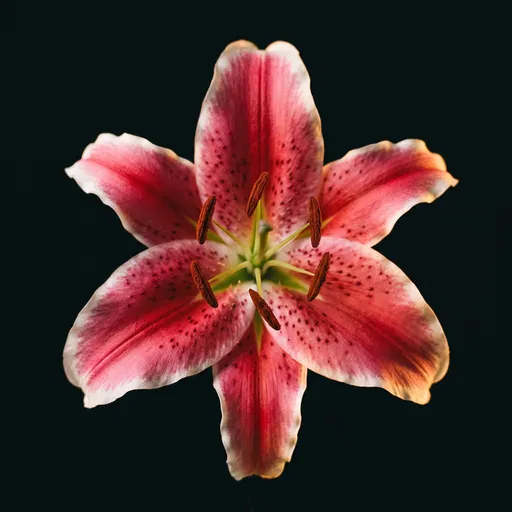 Pink Stargazer Lily on Black Background