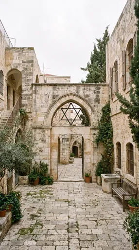 Stone Courtyard With Star of David Archway