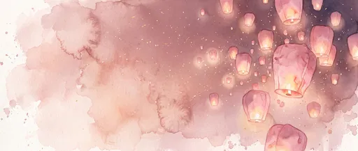 Watercolor Pink Lanterns With Copy Space