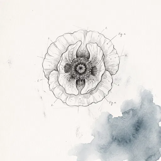 Botanical Graphite Sketch of Poppy Blossom