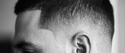 Monochrome Close-Up of Men's Fade Haircut