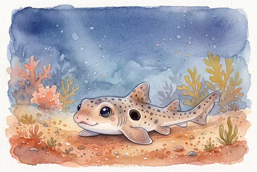 Cute Watercolor Epaulette Shark Illustration