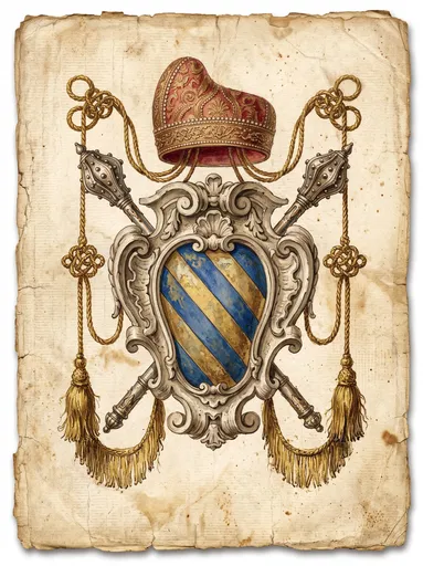 Venetian Heraldic Emblem on Aged Paper