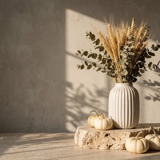 Autumn Still Life With Wheat And Pumpkins