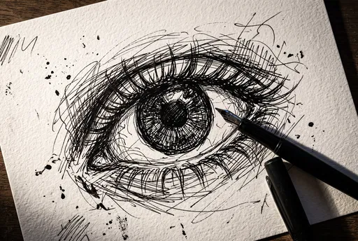 Ink Scribble Drawing of Human Eye