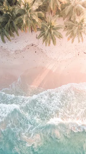 Aerial View of Pastel Tropical Beach