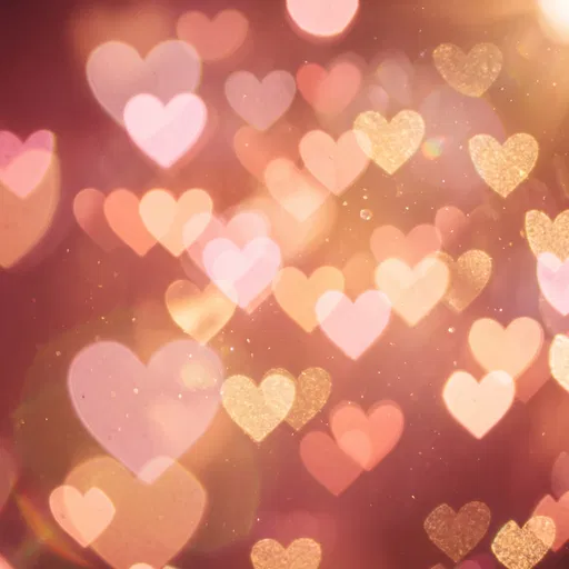 Dreamy Pink and Gold Heart Bokeh