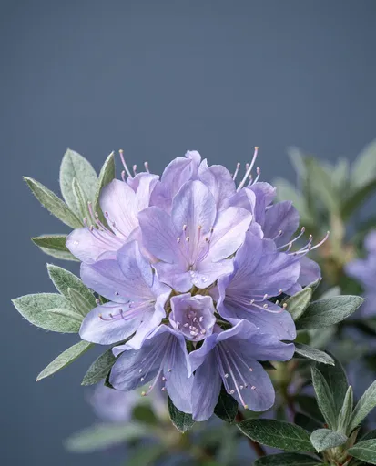 Lilac-Blue Azalea Blossom Cluster Macro