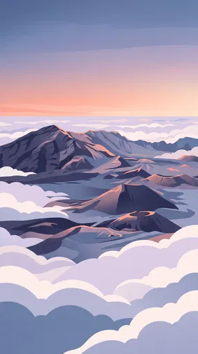 Volcanic Craters Above Pastel Clouds Illustration