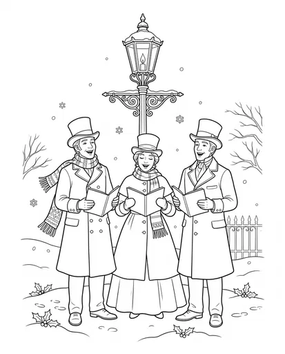 Victorian Christmas Carolers Coloring Page