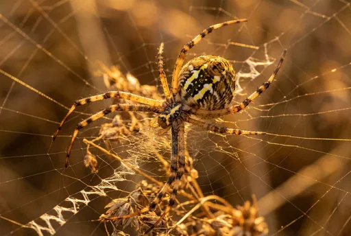 Yellow Orb Spider in Golden Light
