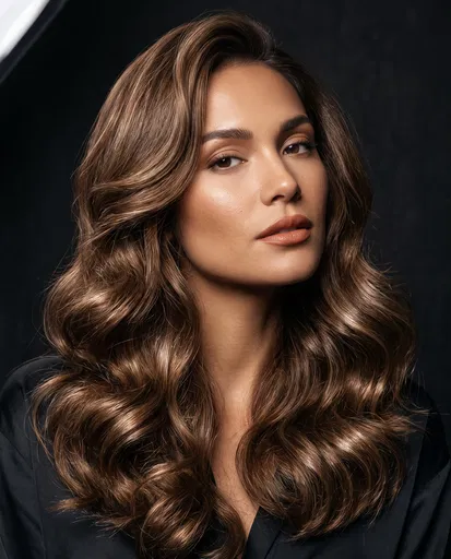 Woman With Voluminous Light Brown Wavy Hair