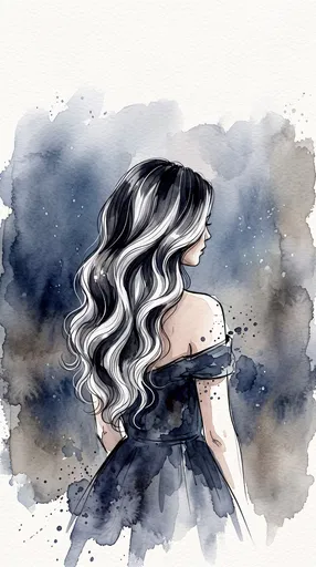 Watercolor Illustration of Woman with Balayage Hair