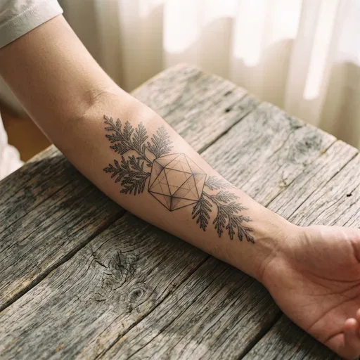 Forearm with Geometric Botanical Tattoo