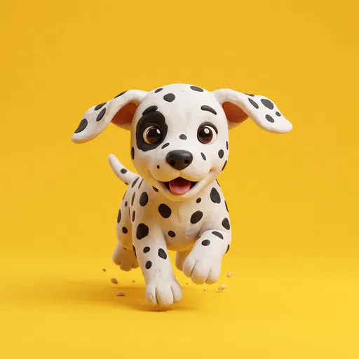 3D Clay Dalmatian Puppy Running