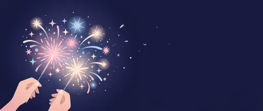 Hands Holding Glowing Pastel Sparklers Banner