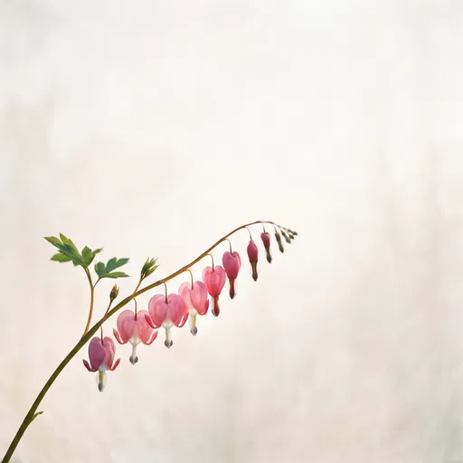 Minimalist Pink Bleeding Heart Flower Stem