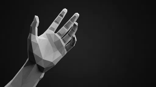 Faceted Monochrome 3D Hand Model Render