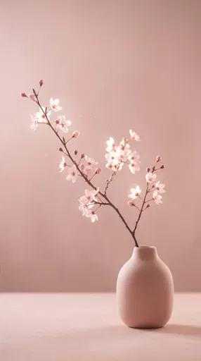 Sakura Branch in Pink Ceramic Vase