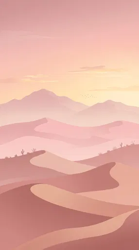 Pastel Pink Desert Dunes Landscape Illustration