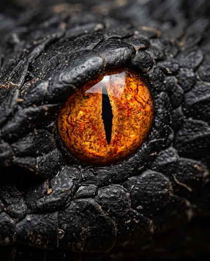 Macro Close-Up of Black Viper Eye