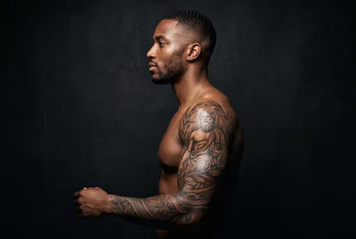 Profile Portrait of Man With Sleeve Tattoo