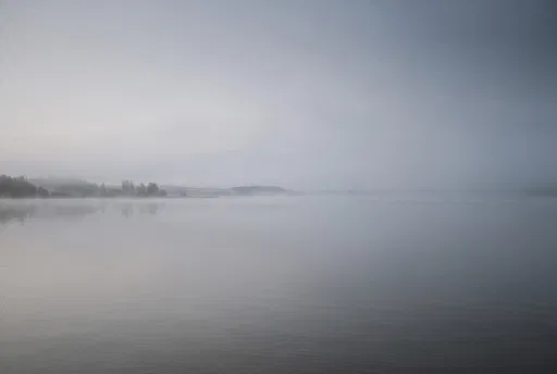 Serene Misty Lake Minimalist Landscape