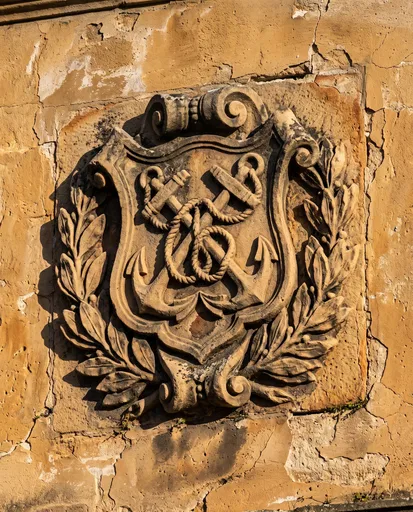 Weathered Sandstone Nautical Crest Relief