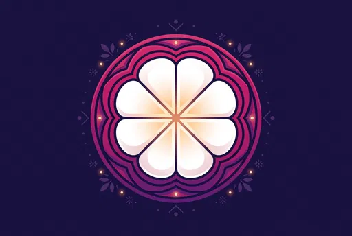 Stylized Glowing Mangosteen Cross-Section Illustration