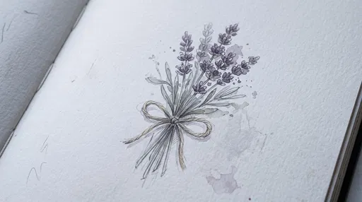 Watercolor Lavender Bundle Sketch in Sketchbook