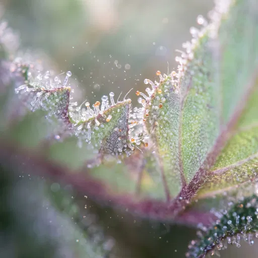 Macro Close-Up of Cannabis Leaf Trichomes