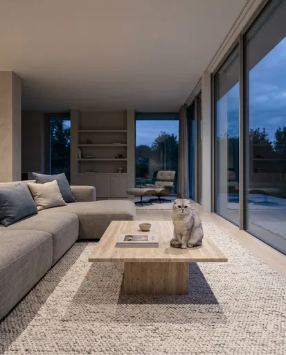 Scottish Fold Cat in Minimalist Living Room