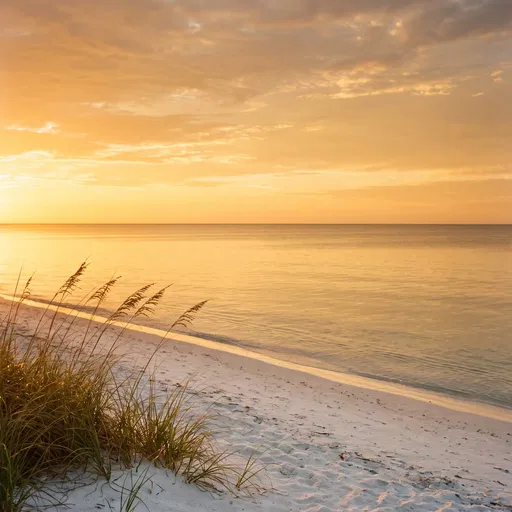 Golden Sunset Over White Sand Beach