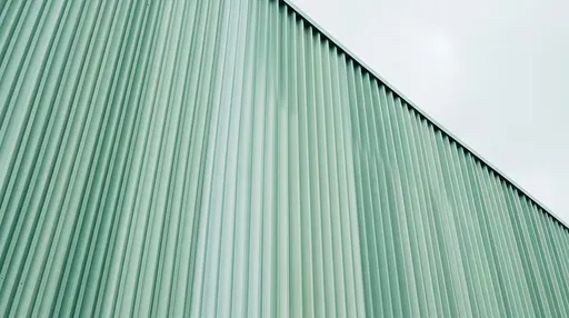 Minimalist Mint Green Corrugated Building Facade