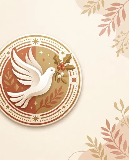 Festive Peace Dove Badge Illustration