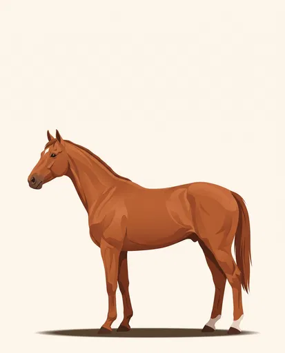 Chestnut Horse Side Profile Illustration